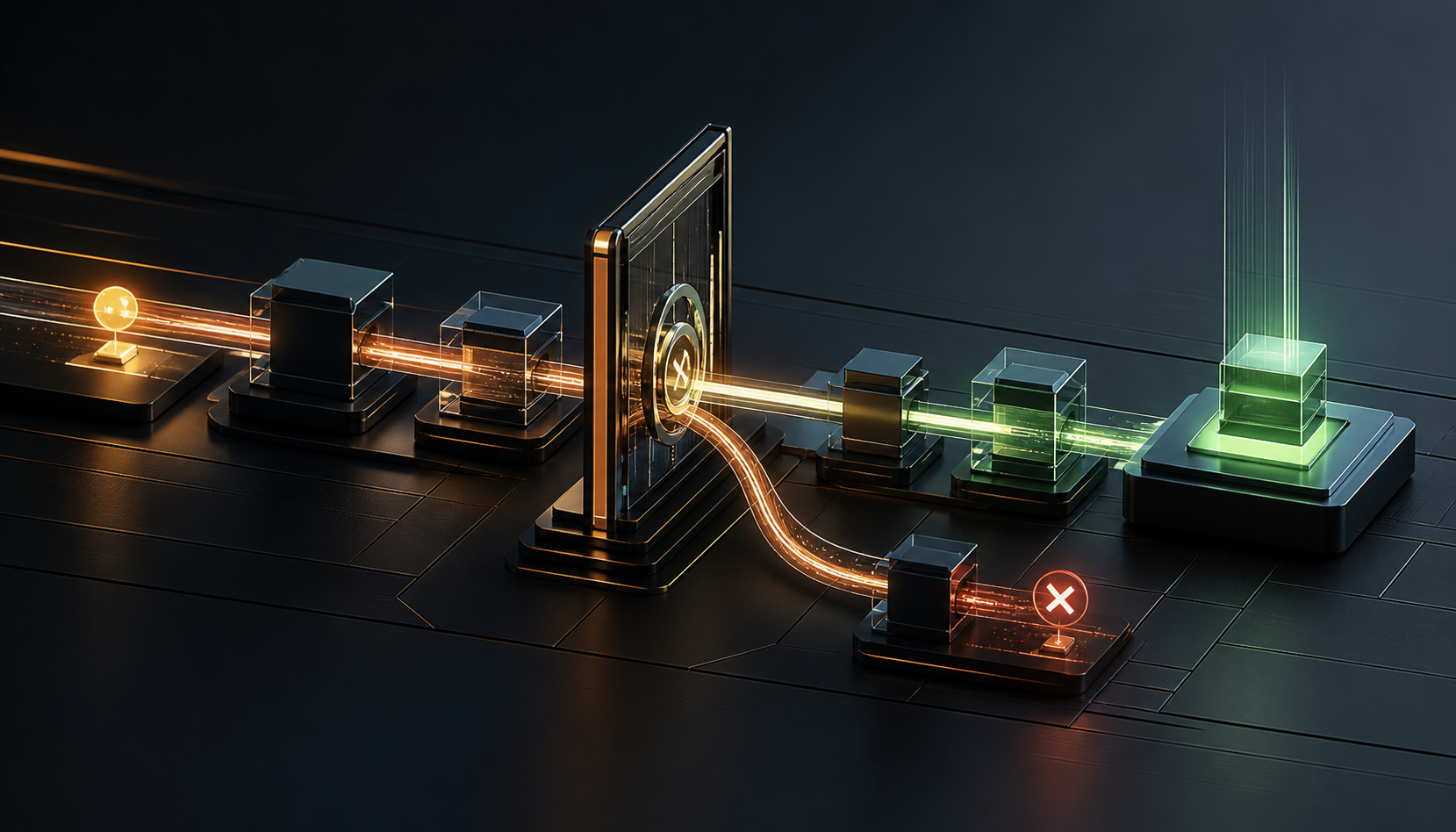An automation retry reaches an identity gate that permits one completed action and blocks the duplicate path